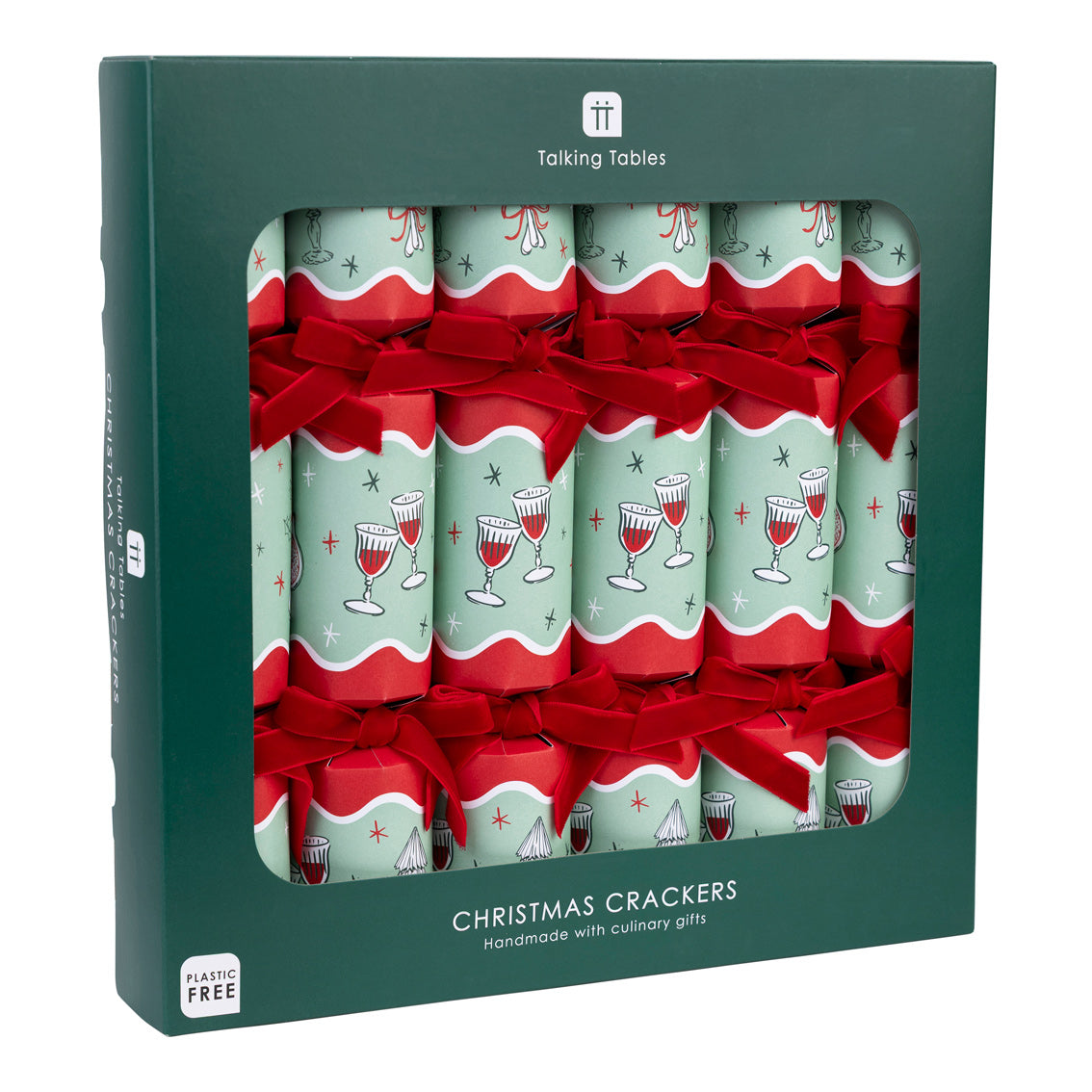 Bon Noel Green Christmas Crackers - 6 Pack | Christmas Decor |