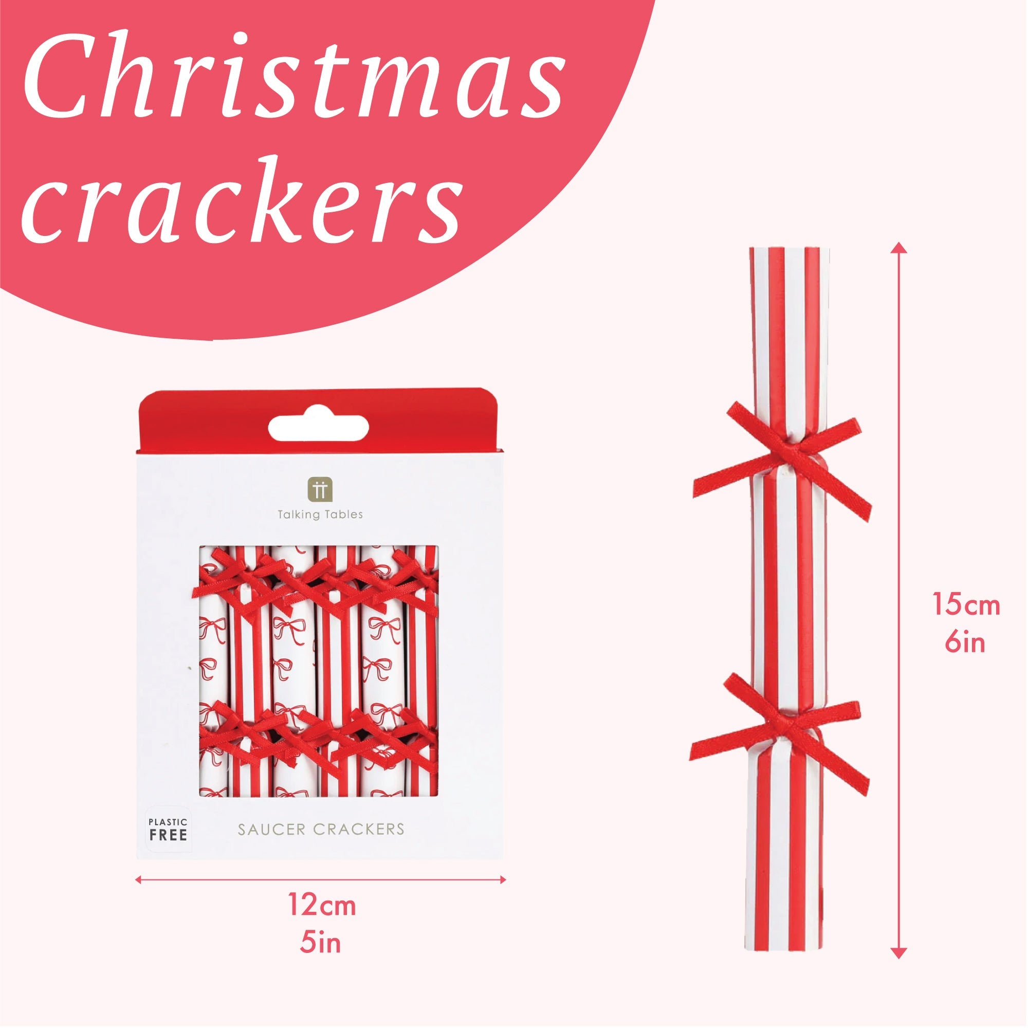 Bow Christmas Saucer Crackers - 10 Pack Display | Christmas Decor |