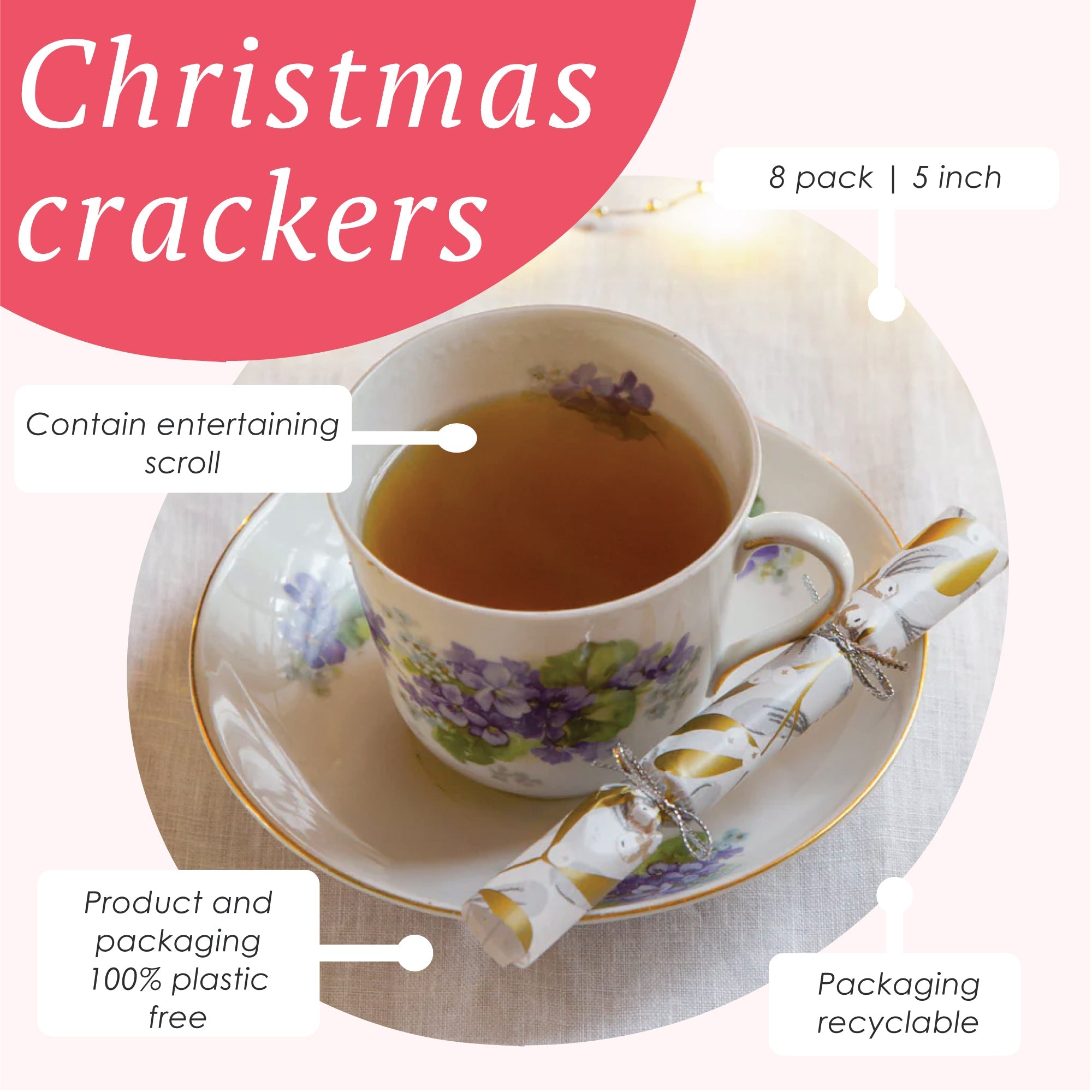 Mistletoe Christmas Saucer Crackers - 10 Pack Display | Christmas Decor |