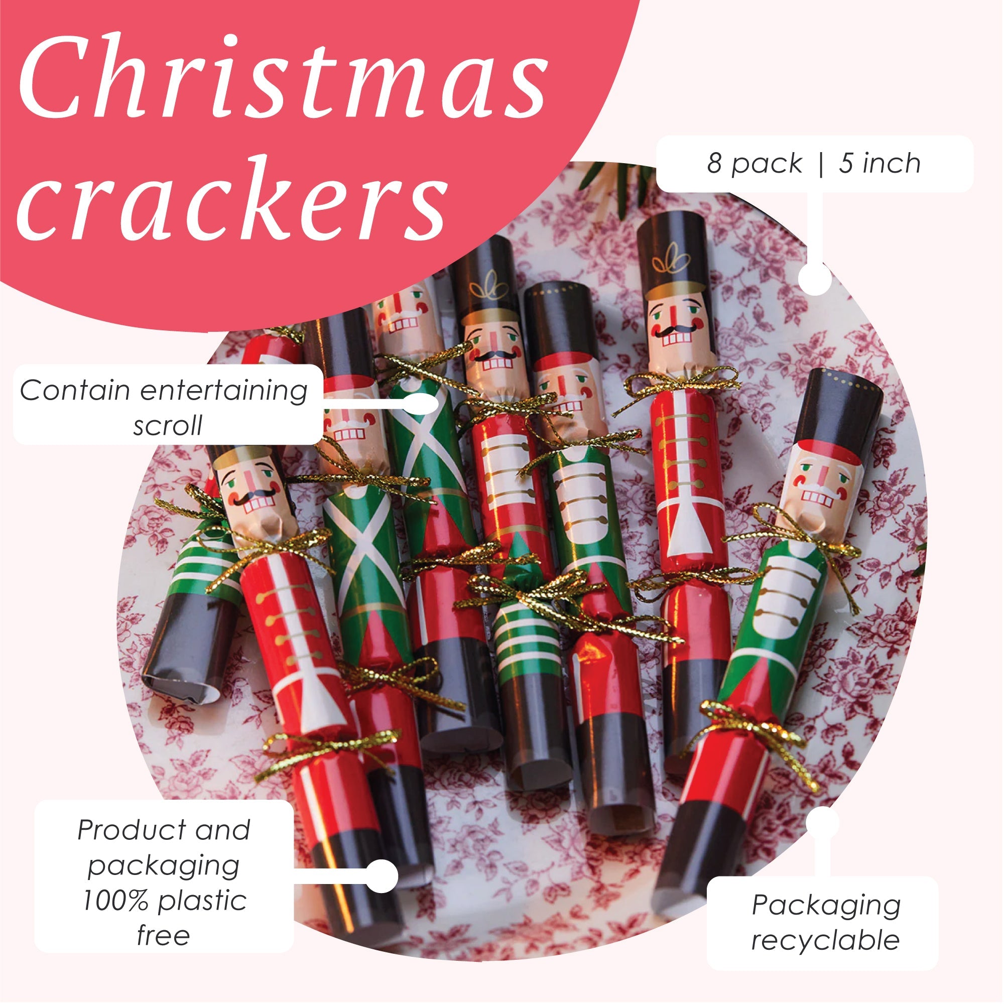 Nutcracker Christmas Saucer Crackers - 10 Pack Display | Christmas Decor |