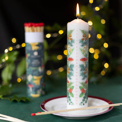 Forest Christmas Pillar Advent Candle | Holiday Countdown |
