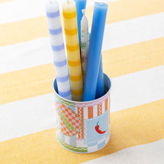 Blue & White Stripe Dinner Candles - 25 Unit Display | Outdoor Dining Decor |