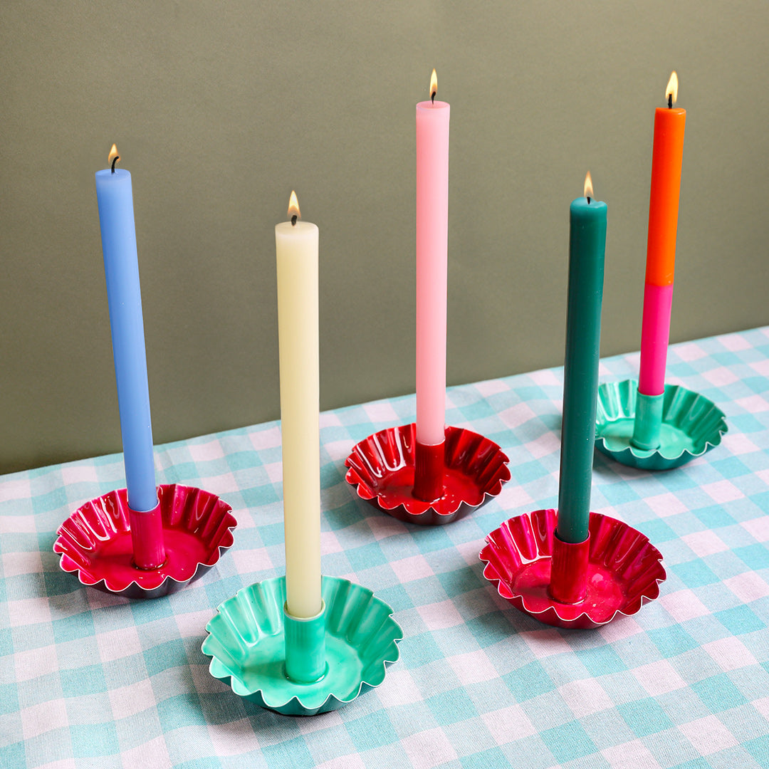 Green Scalloped Metal Candle Holder | Home Decor Gifts  |