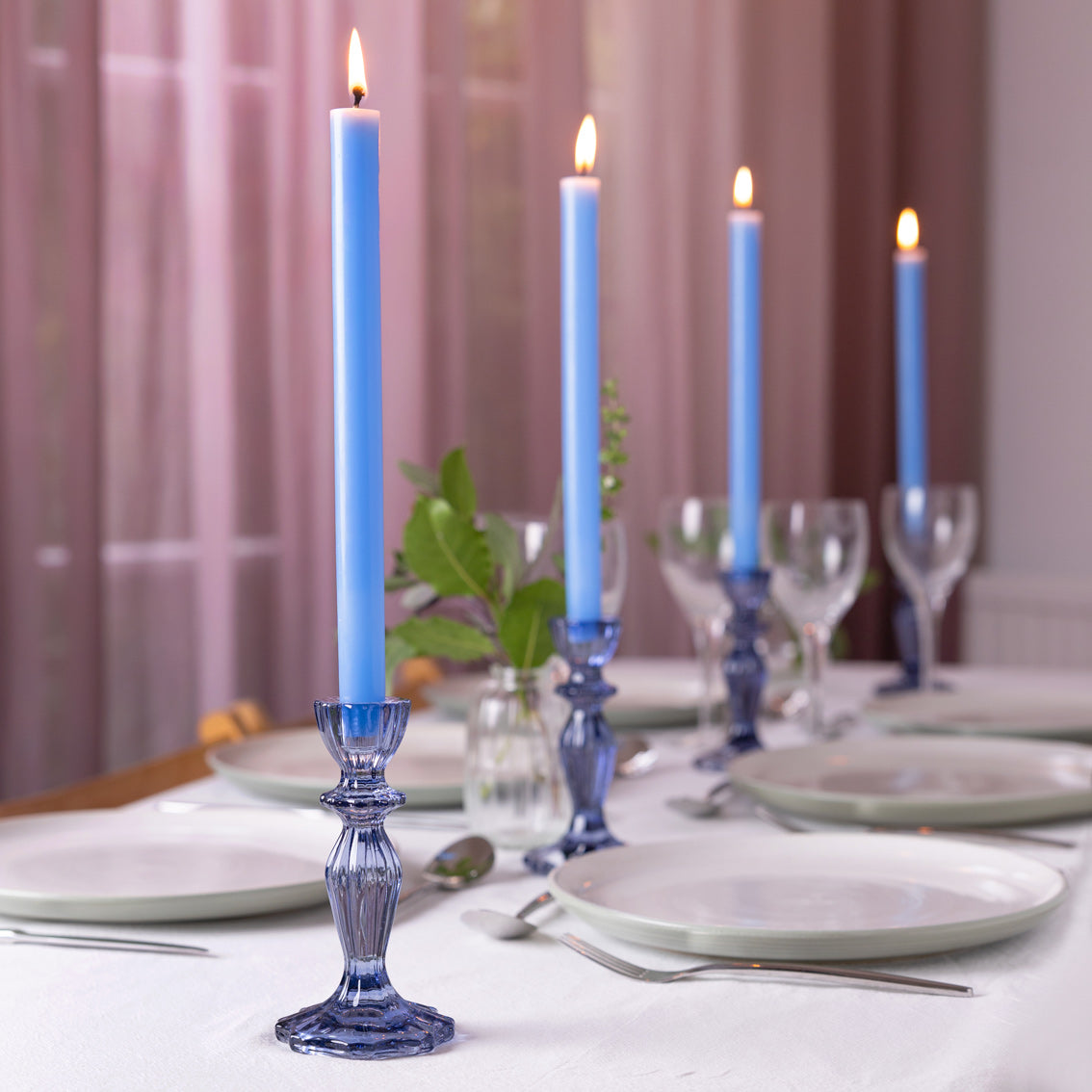 Blue Straight Dinner Candles - 25 Unit Display | Picnic Decor |