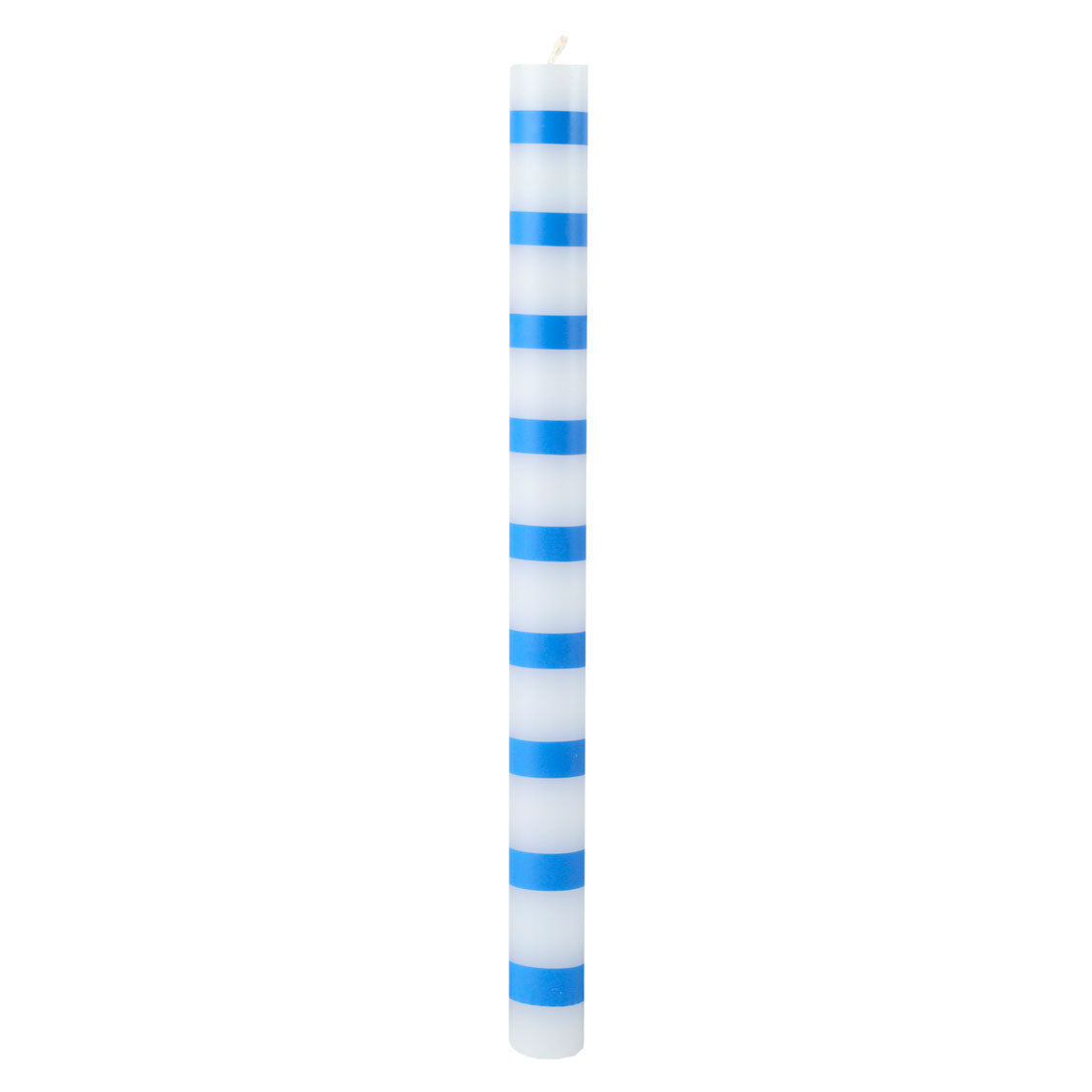 Blue & White Stripe Dinner Candles - 25 Unit Display | Outdoor Dining Decor |