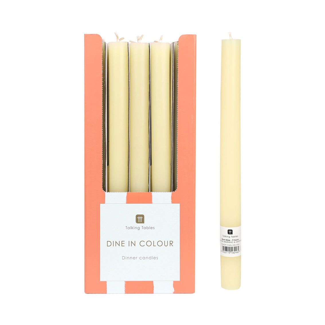 Cream Straight Dinner Candles - 25 Unit Display | Picnic Decor |