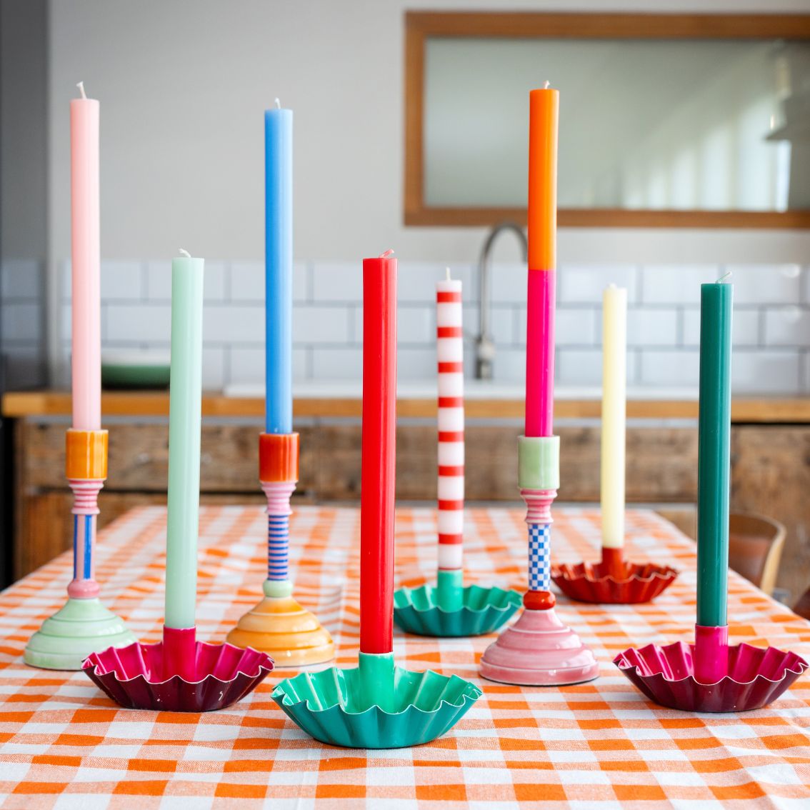 Blue Straight Dinner Candles - 25 Unit Display | Picnic Decor |