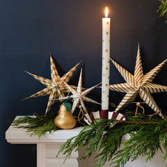 Gold Star Straight Dinner Candles - 12 Unit Display | Christmas |