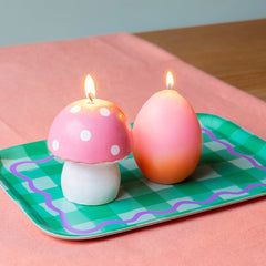 Egg Shaped Pink & Orange Candle | Spring Decor |