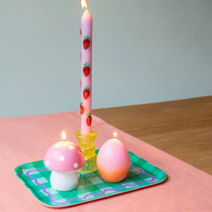 Egg Shaped Pink & Orange Candle | Spring Decor |