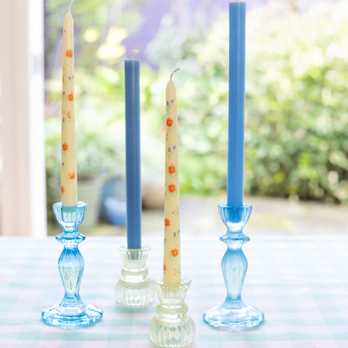 Floral Yellow & Pink Dinner Candles | Summer Gifts |