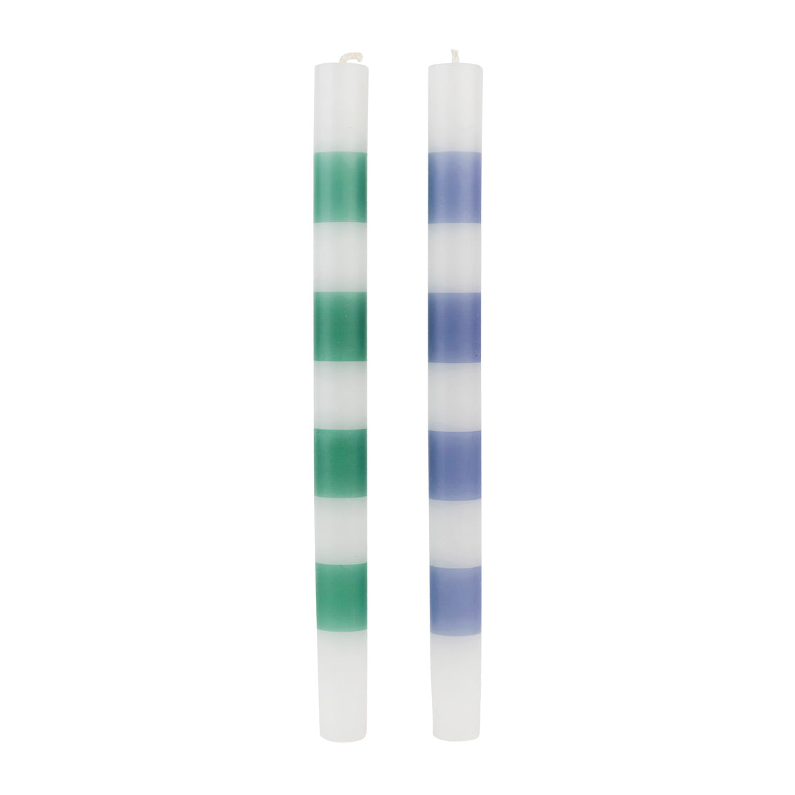 Green & Blue Stripe Dinner Candles - 4 Pack | Home Decor Gift |