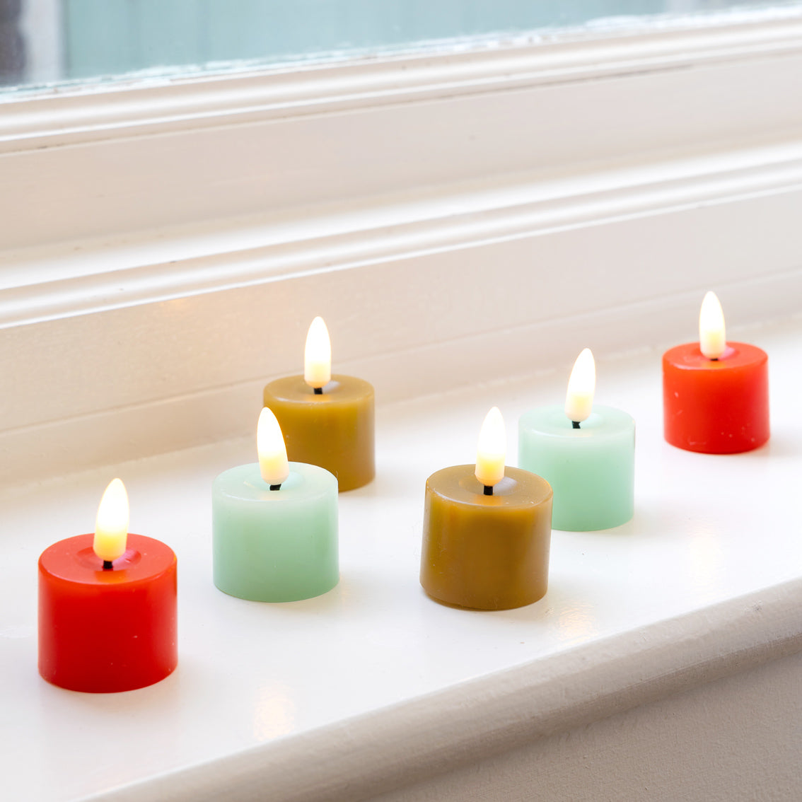 Flameless LED Tealight Candle - Red - 12 Unit Display | Home Decor |