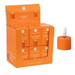 Flameless LED Tealight Candle - Orange - 12 Unit Display | Home Decor |
