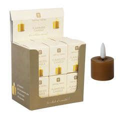 Flameless LED Tealight Candle - Gold - 12 Unit Display | Home Decor |