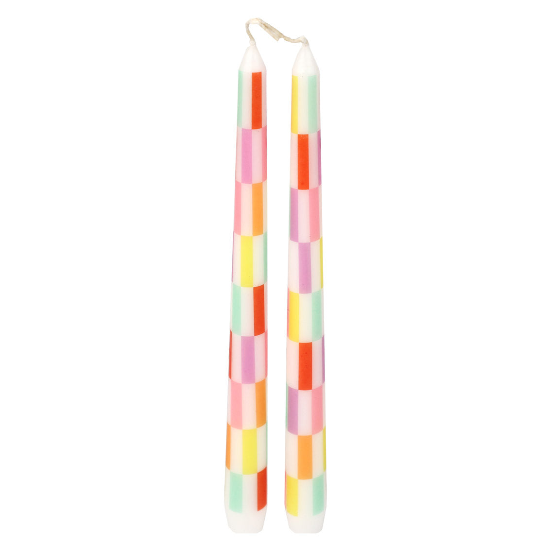 Multicolour Check Taper Candles - 2 Pack | Summer Decor |