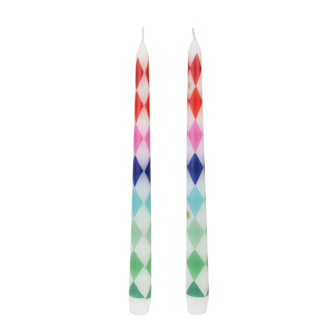 Mixed Colour Harlequin Taper Dinner Candles - 2 Pack | Christmas Candles |