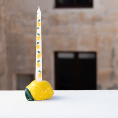 Hand-Painted Lemon Ceramic Candle Holder | Summer Gifts |