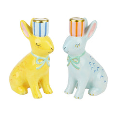 Hand-Painted Bunnies Ceramic Candle Holders | Summer Gifts |