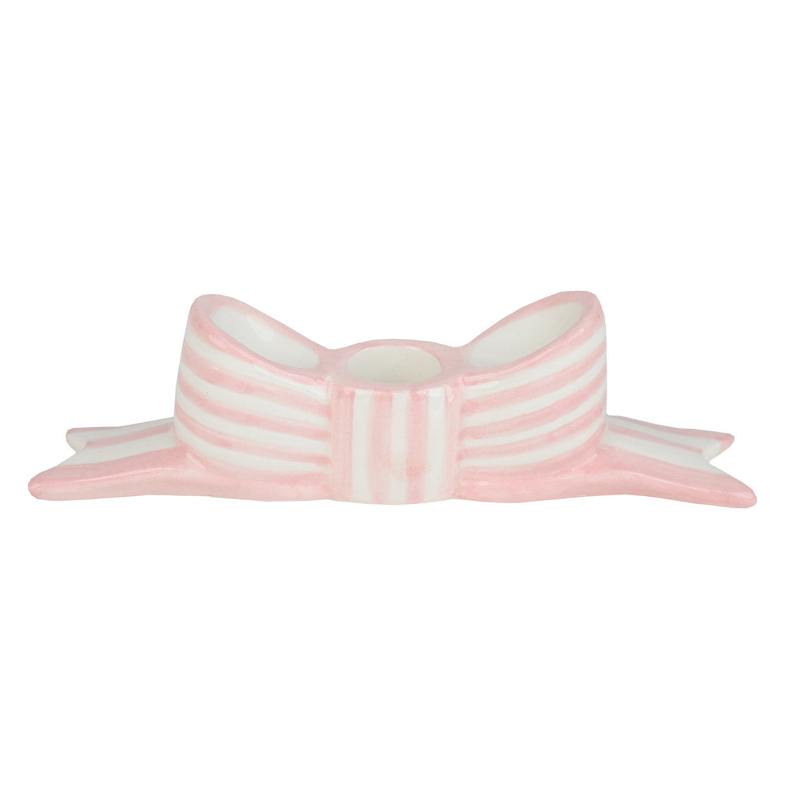 Hand-Painted Pink Bow Ceramic Candle Holder | Outdoor Dining Decor |