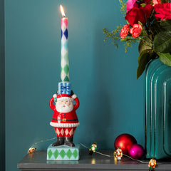 Mixed Colour Harlequin Taper Dinner Candles - 2 Pack | Christmas Candles |