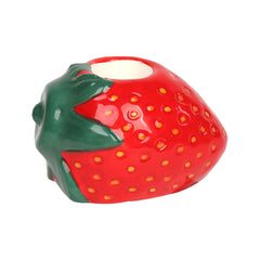 Hand-Painted Strawberry Ceramic Candle Holder | Summer Decor |