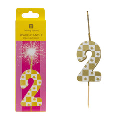 Gold Number Sparkler Duo Birthday Candle - 2 | Cake Candles |