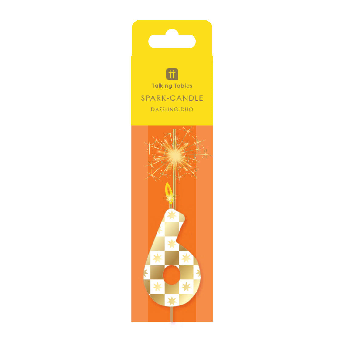 Gold Number Sparkler Duo Birthday Candle - 6 | Cake Candles |