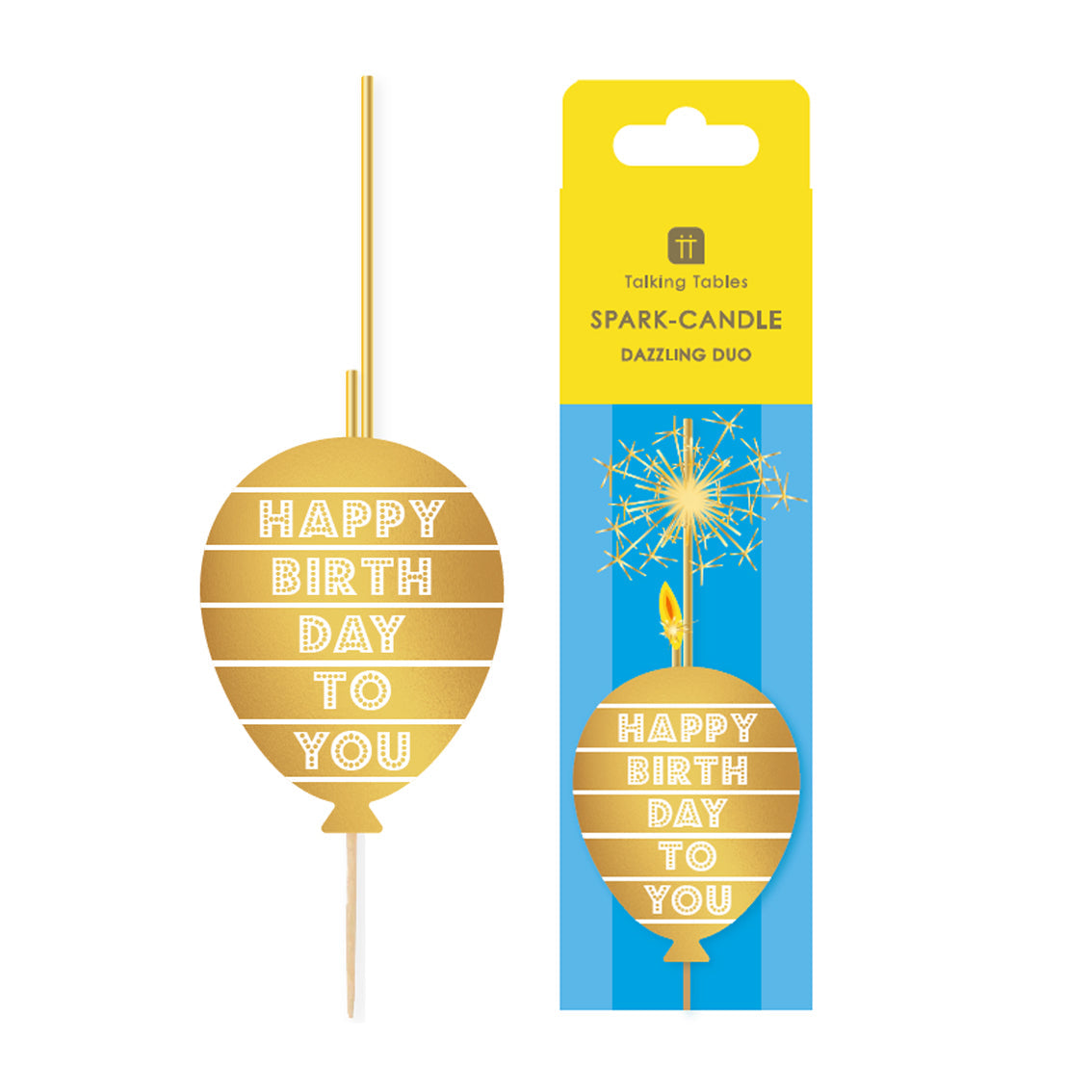 Gold Balloon Birthday Block Sparkler Candle | Cake Candles |