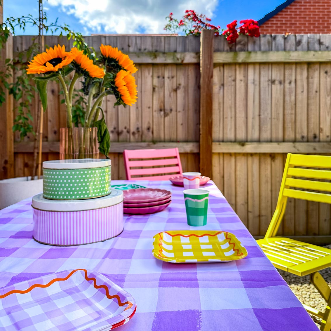 Lilac Gingham Cotton Table Cloth | Party Decor |
