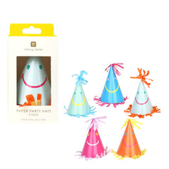 Happy Face Party Hats - 5 Pack | Party Supplies |