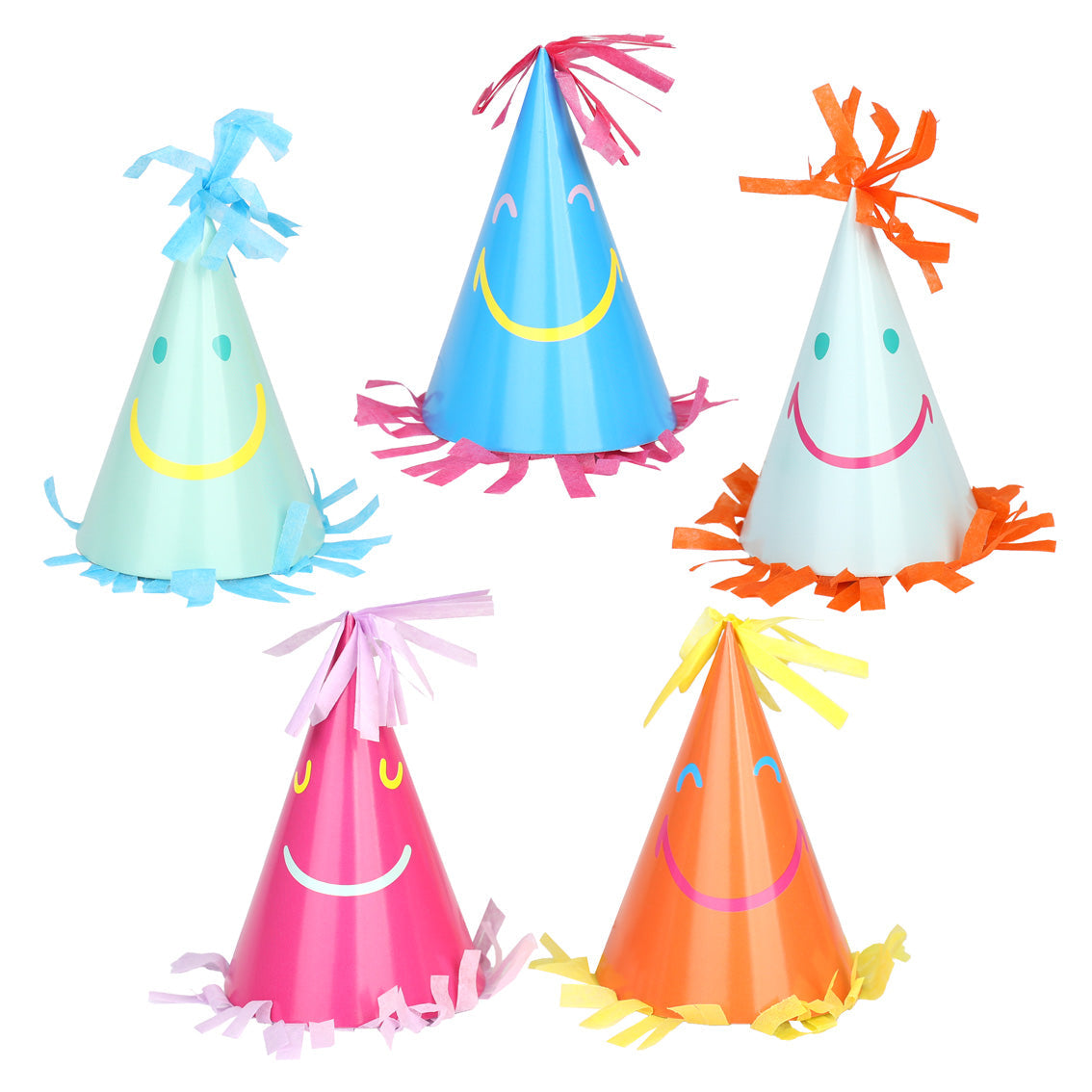 Happy Face Party Hats - 5 Pack | Party Supplies |