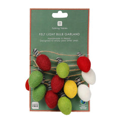 Christmas Felt Light Bulb Bunting - 2m | Christmas Decor |