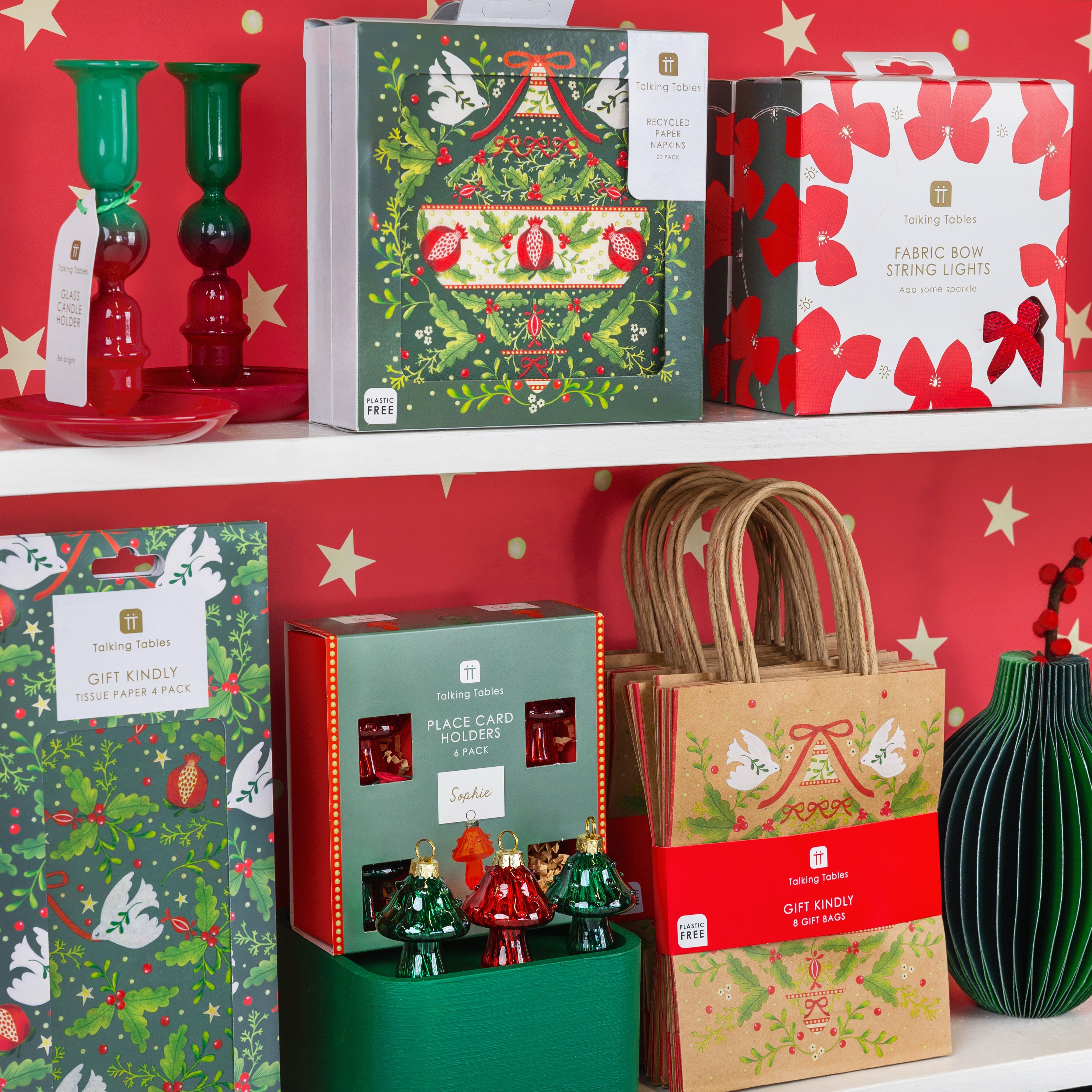 Green Christmas Paper Napkins - 20 Pack | Christmas Napkins |