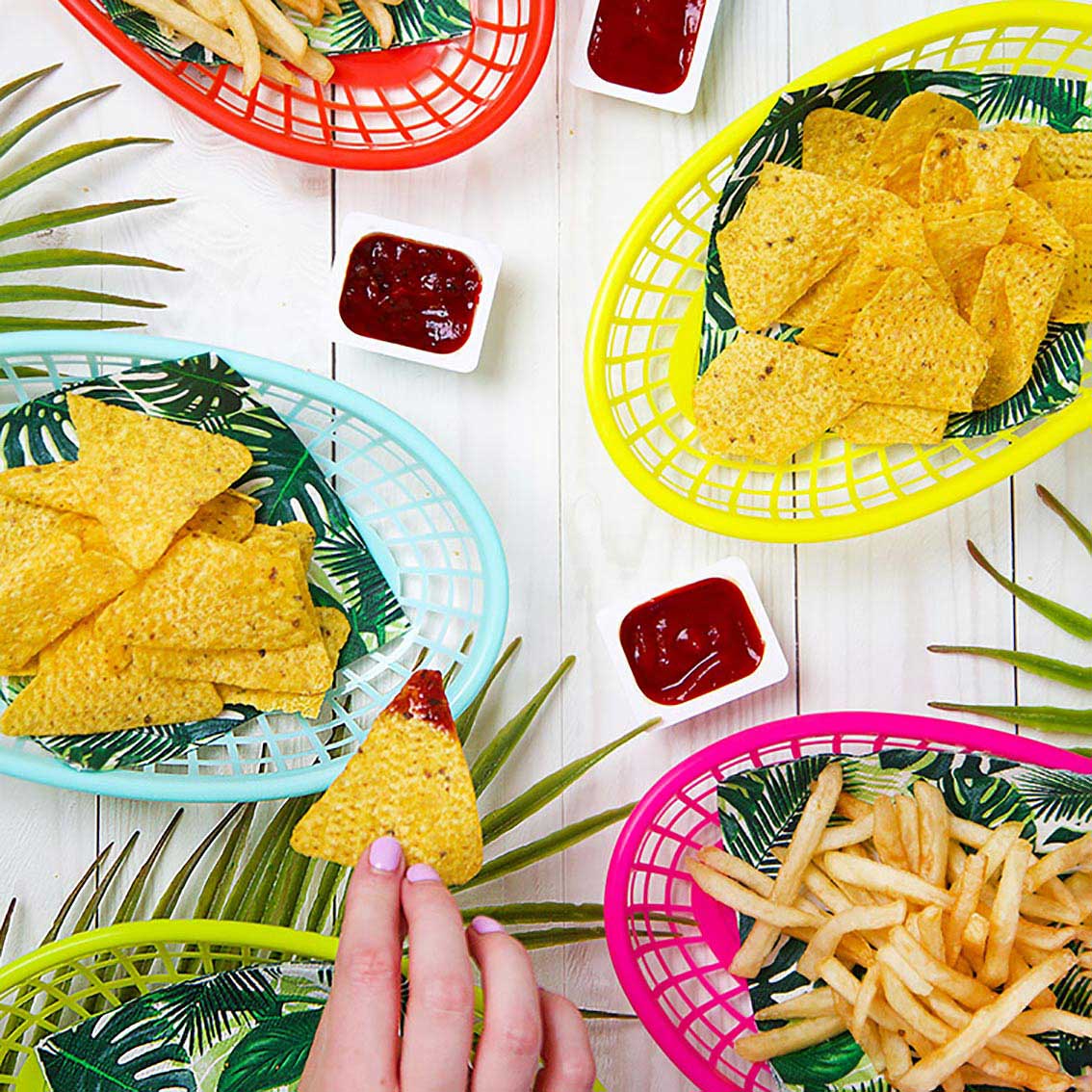 Coloured Food Baskets | Party Tableware  |