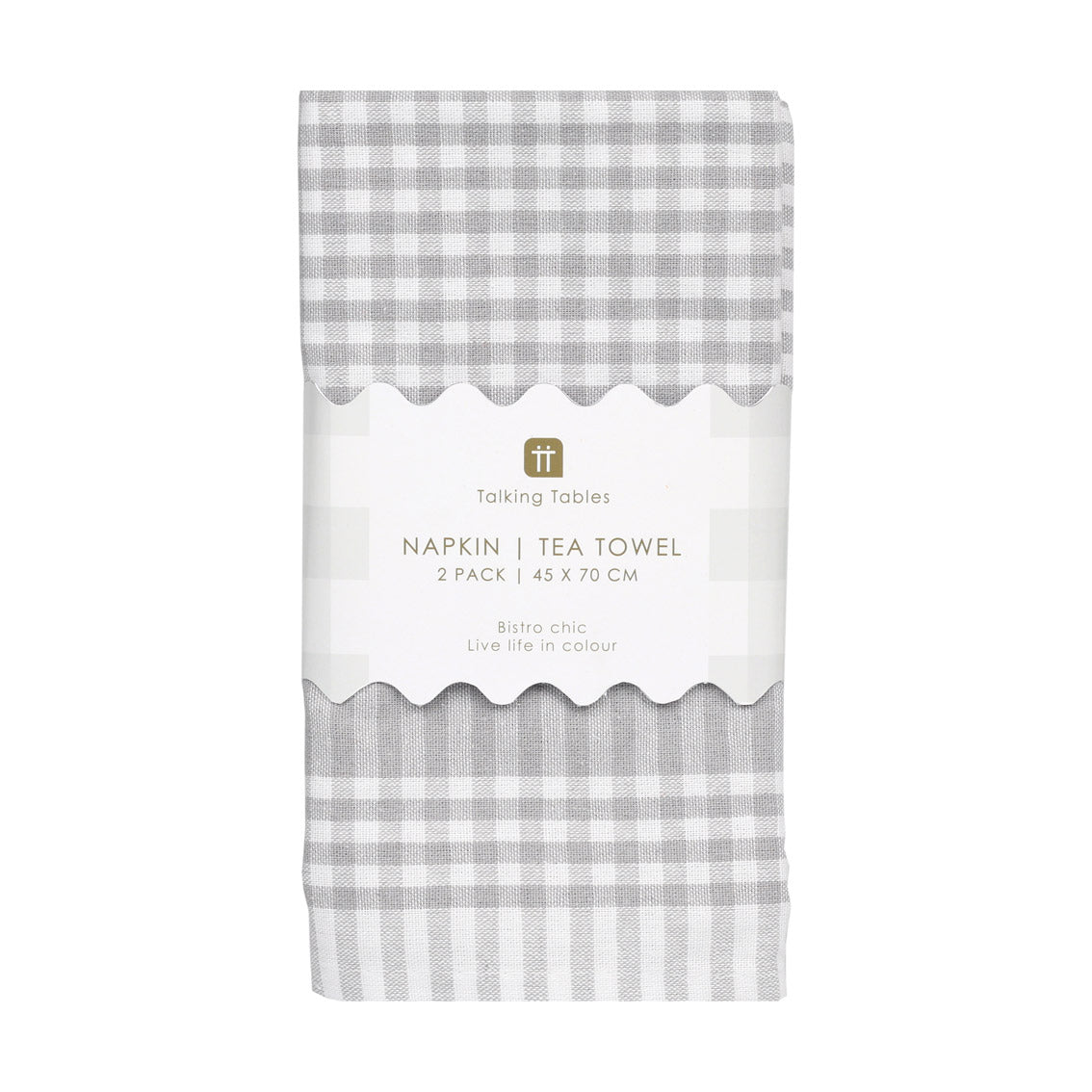 Grey Gingham Fabric Tea Towels - 2 Pack | Summer Decor |
