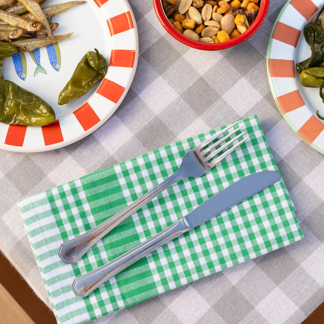 Green Gingham Fabric Napkins - 4 Pack | Summer Gifts |