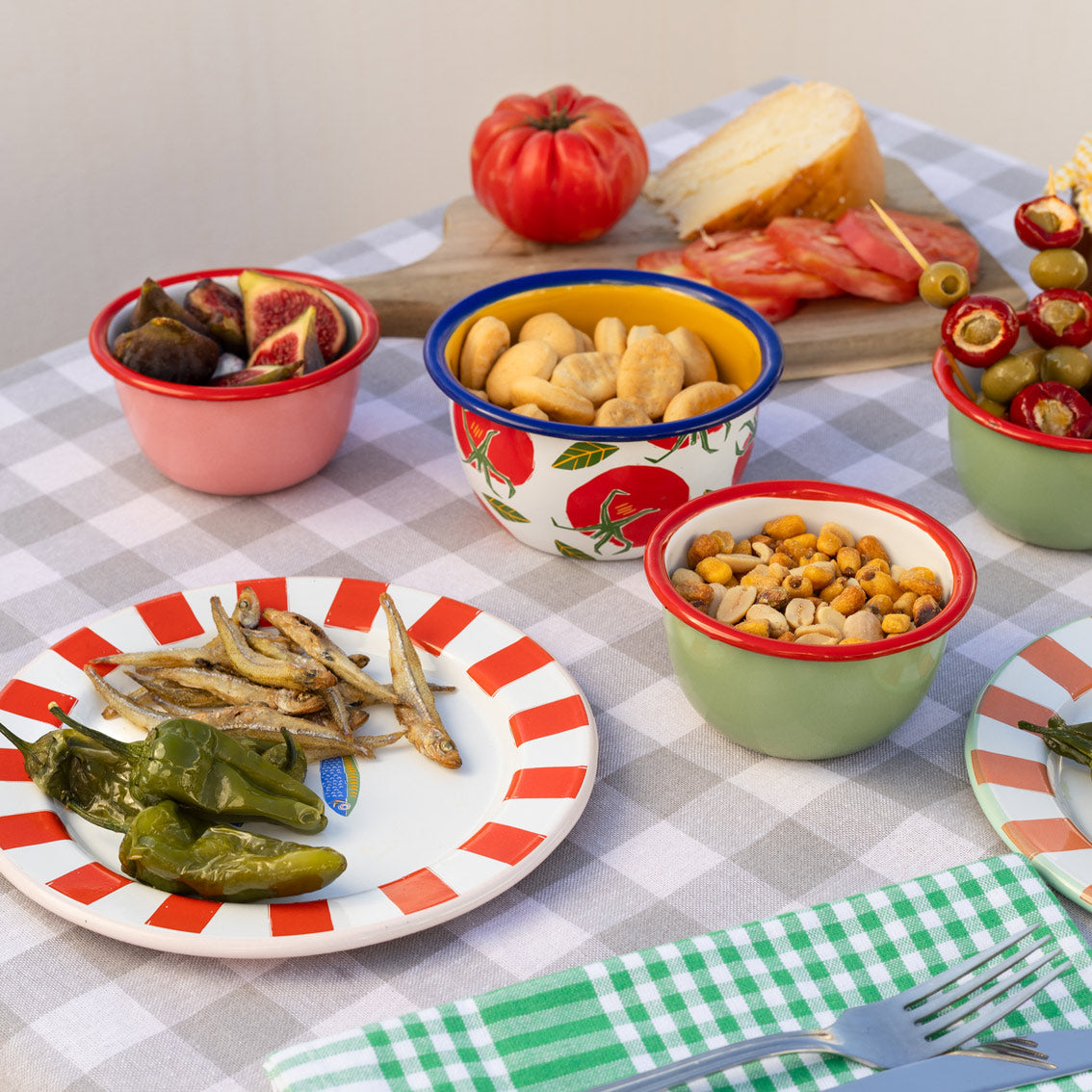 Grey Gingham Tablecloth | Summer Decor |