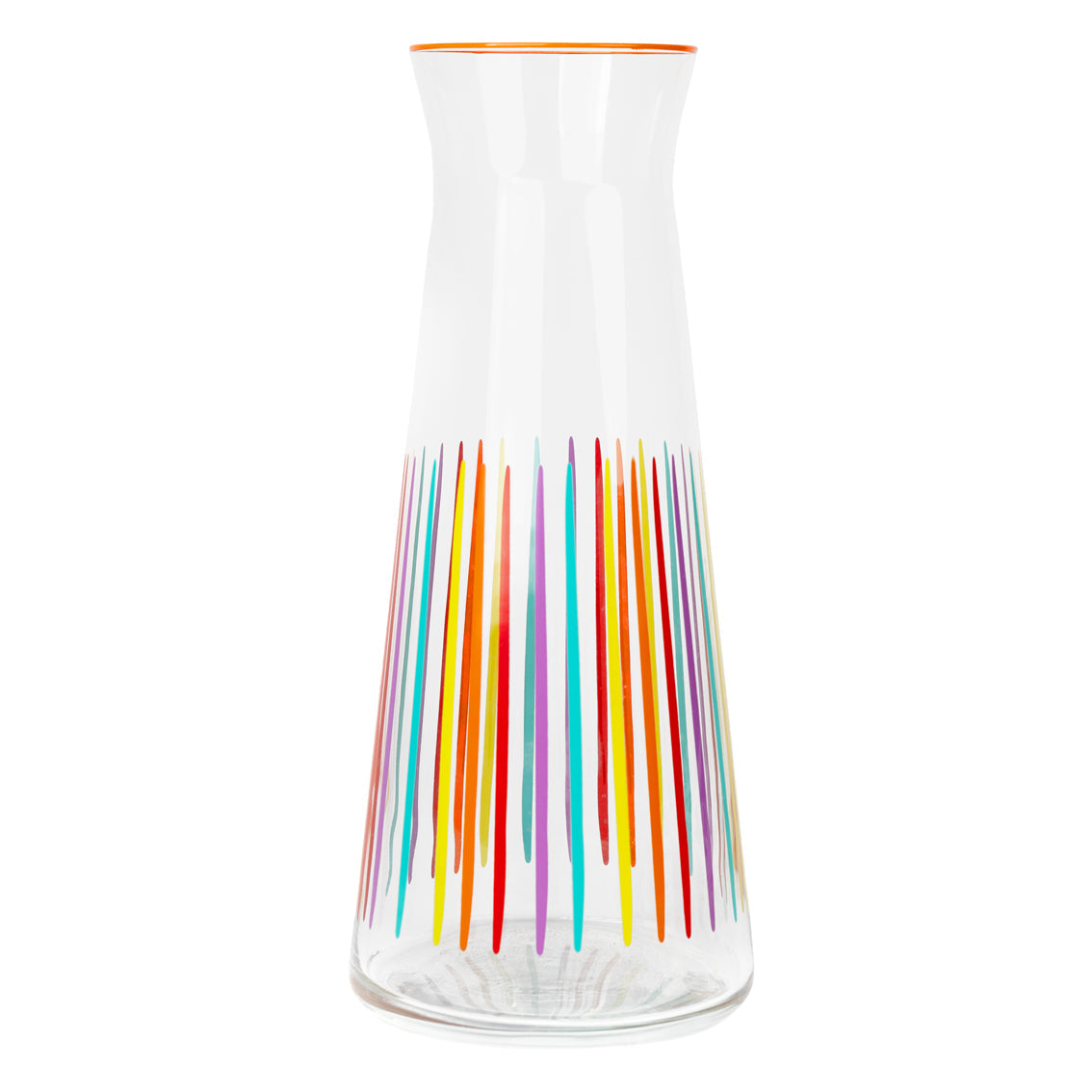 Bright Multi-Coloured Striped Glass Carafe - 25cm | Summer Gifts |