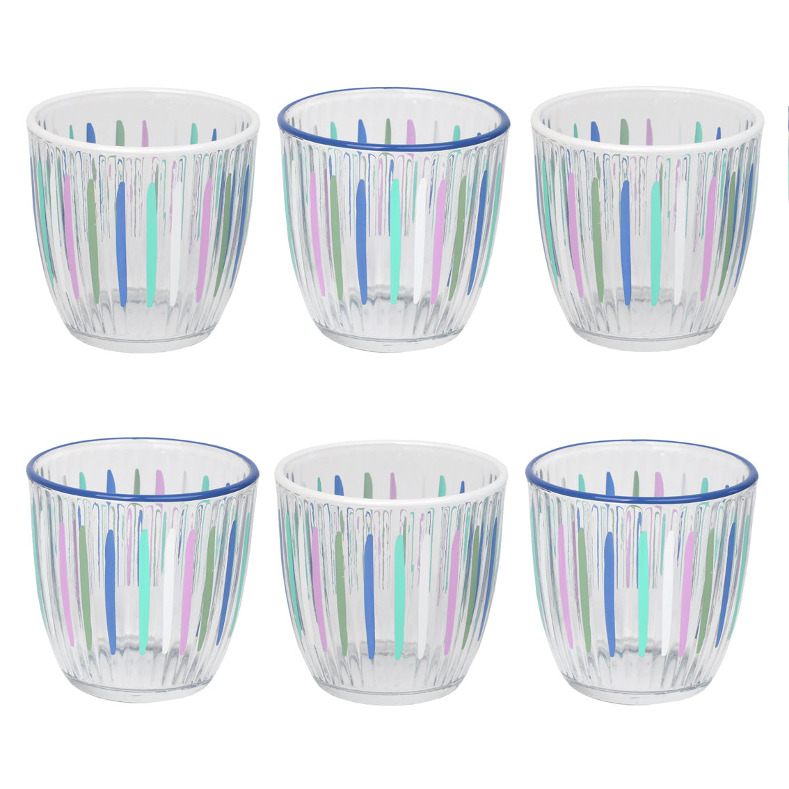 Blue & White Striped Glass Tumblers | Summer Glassware |
