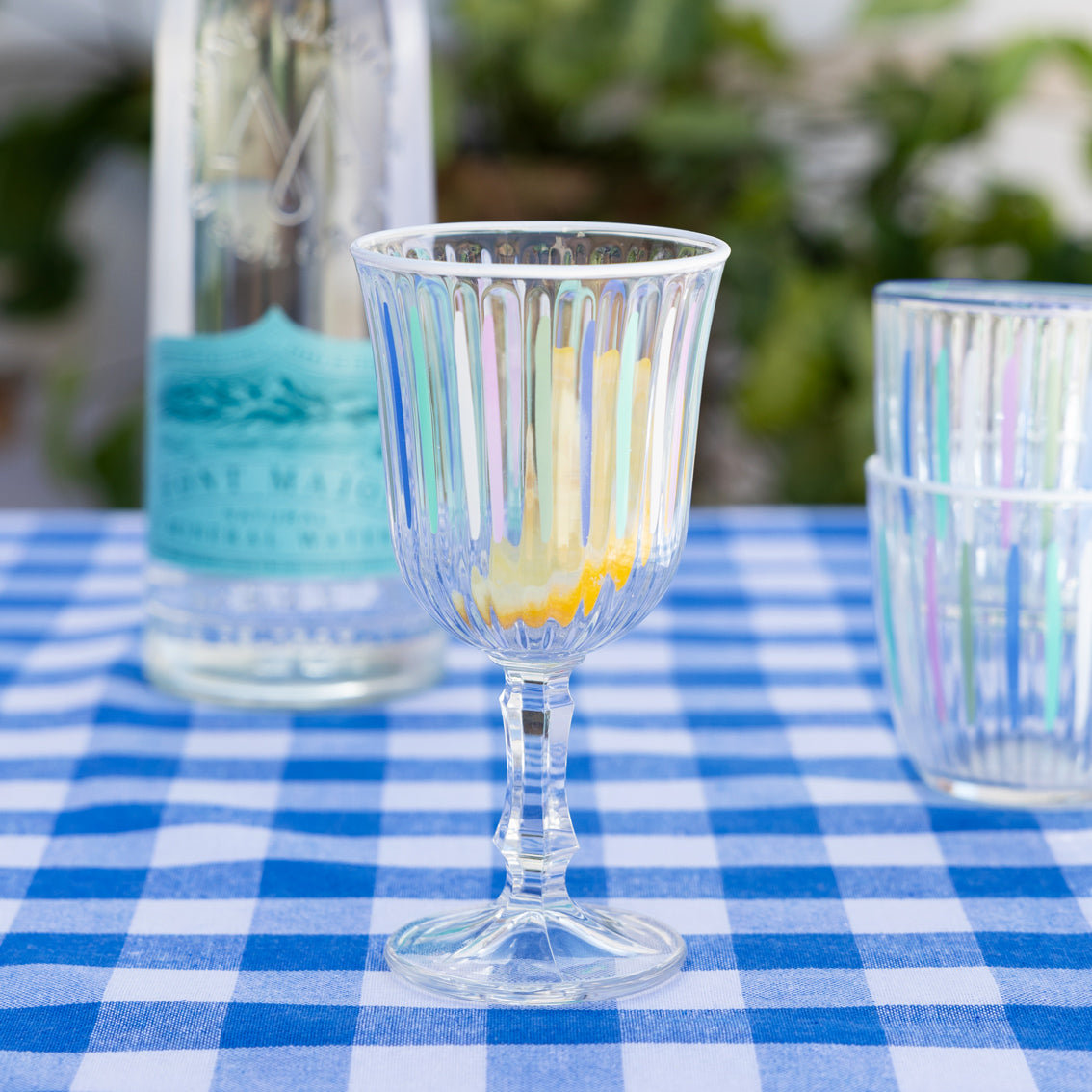 Blue & White Striped Wine Glasses | Summer Glassware |