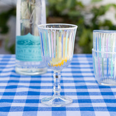 Blue & White Striped Wine Glasses | Summer Glassware |
