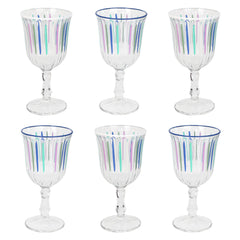 Blue & White Striped Wine Glasses | Summer Glassware |