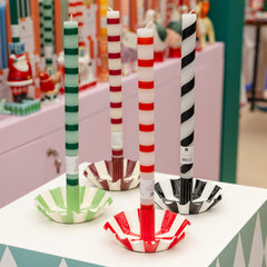 Black & White Stripe Dinner Candles - 25 Unit Display | Halloween Decor |