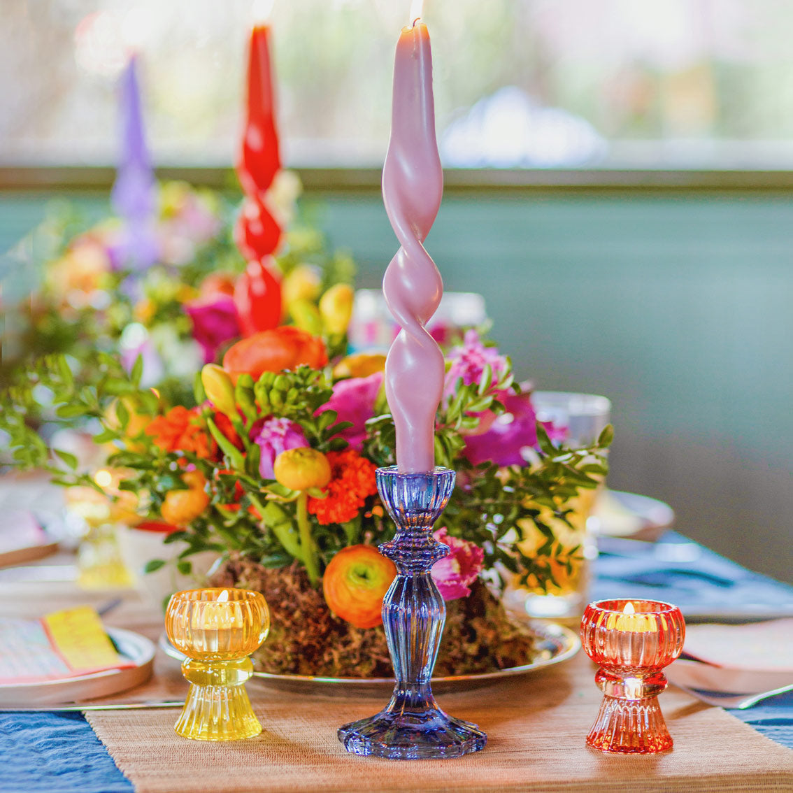 Navy Glass Candle Holder | Home Decor |