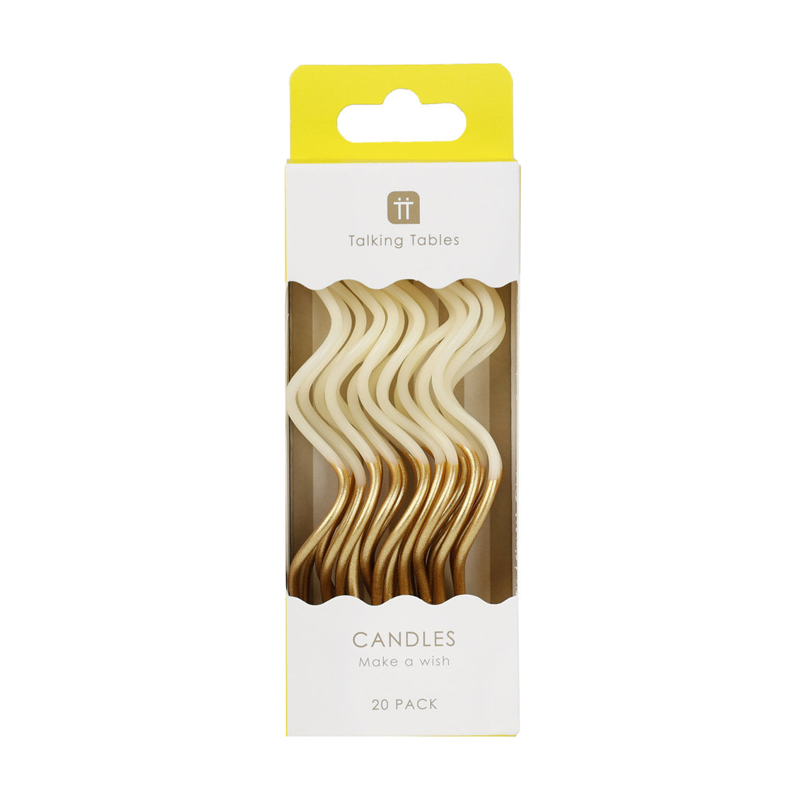 Gold & White Twist Birthday Candles - 20 Pack | Cake Candles |