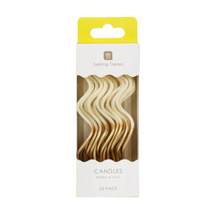 Gold & White Twist Birthday Candles - 20 Pack | Cake Candles |