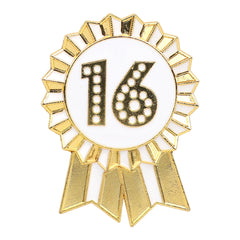 Gold Enamel Birthday Pin Badge - 16 | Birthday Gifts |