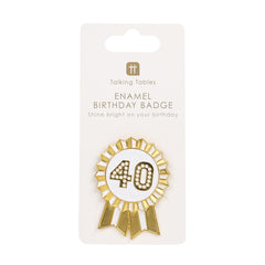 Gold Enamel Birthday Pin Badge - 40 | Birthday Gifts |