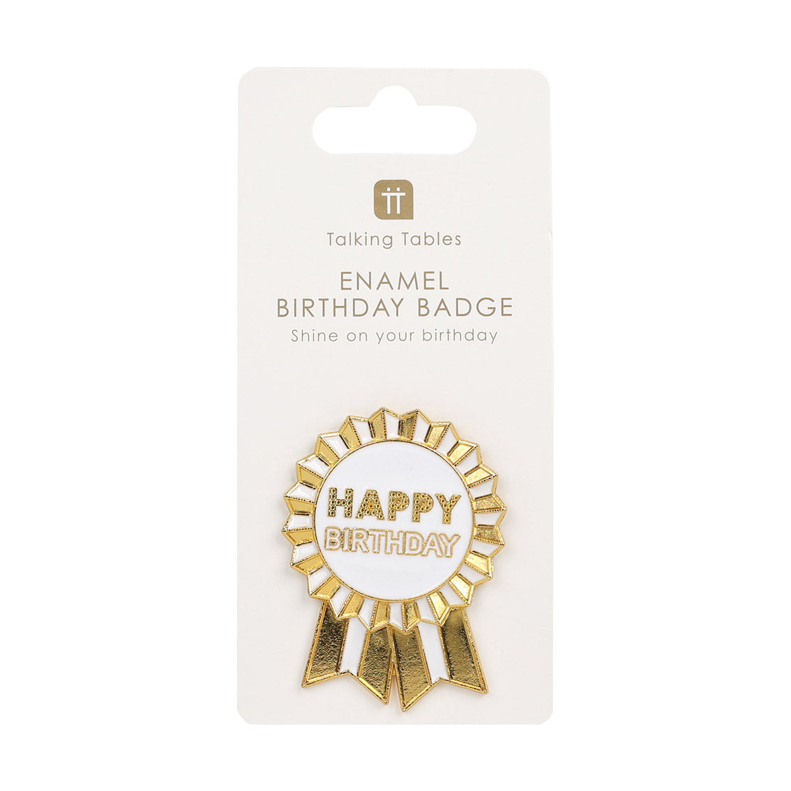 Gold Enamel Happy Birthday Pin Badge | Party Supplies |